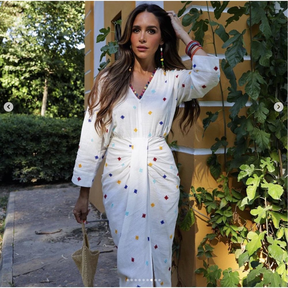 Zara White Dress with Multicolor Embroidery